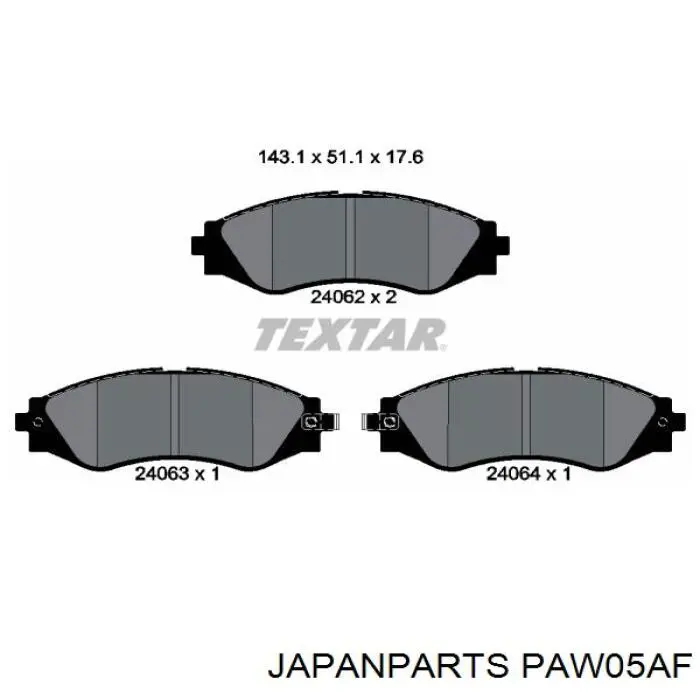 Do koszyka PAW05AF Japan Parts Klocki hamulcowe przednie tarczowe