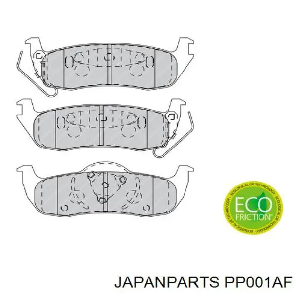 Do koszyka PP001AF Japan Parts Okładziny (klocki) do hamulców tarczowych tylne