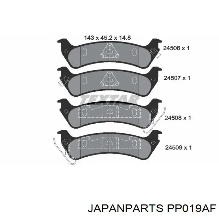 Okładziny (klocki) do hamulców tarczowych tylne Japan Parts PP019AF cena, od 37,09 USD