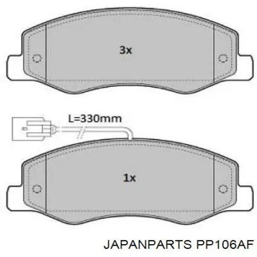 PP106AF Japan Parts Okładziny (klocki) do hamulców tarczowych tylne