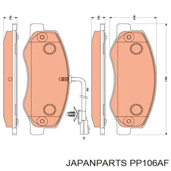 Okładziny (klocki) do hamulców tarczowych tylne Japan Parts PP106AF cena, od 31,18 USD