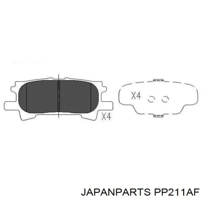 Do koszyka PP211AF Japan Parts Okładziny (klocki) do hamulców tarczowych tylne