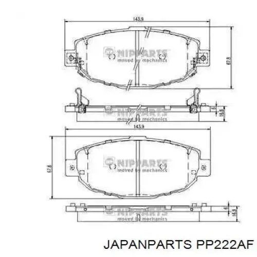 Do koszyka PP222AF Japan Parts Okładziny (klocki) do hamulców tarczowych tylne
