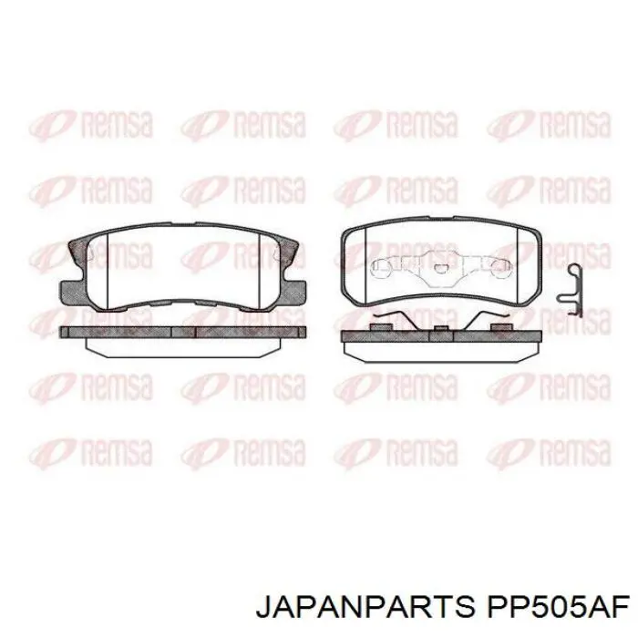 Do koszyka PP505AF Japan Parts Okładziny (klocki) do hamulców tarczowych tylne
