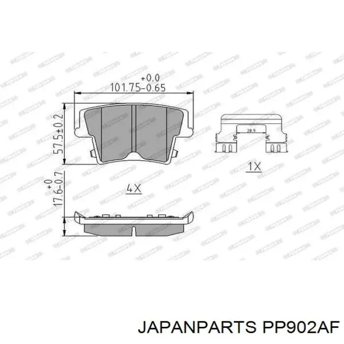 Do koszyka PP902AF Japan Parts Okładziny (klocki) do hamulców tarczowych tylne