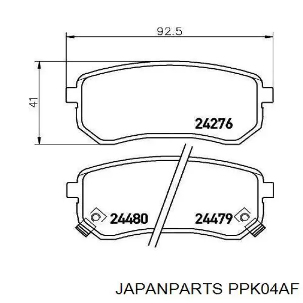 Do koszyka PPK04AF Japan Parts Okładziny (klocki) do hamulców tarczowych tylne
