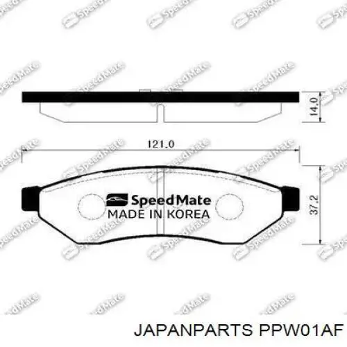 Do koszyka PPW01AF Japan Parts Okładziny (klocki) do hamulców tarczowych tylne