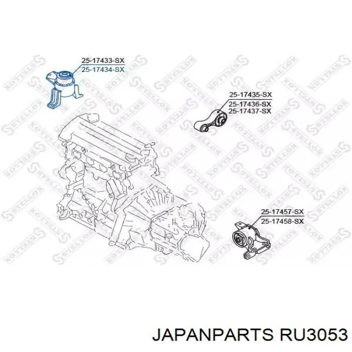Poduszka (podpora) silnika lewa Japan Parts RU3053 cena, od 41,58 USD