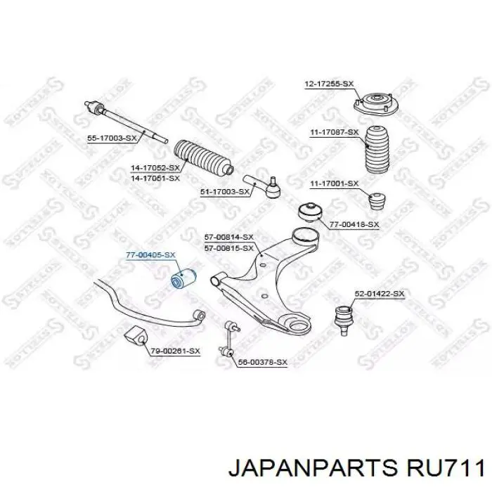 Silentblock przedniego wahacza dolnego Japan Parts RU711 cena, od 10,68 USD