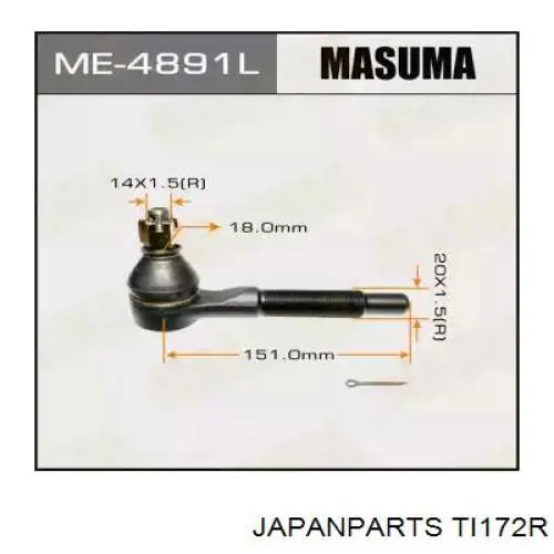 Końcówka drążka kierowniczego zewnętrzna Japan Parts TI172R cena, od 32,53 USD