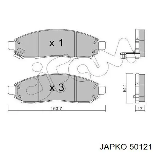 Klocki hamulcowe przednie tarczowe Japko 50121 cena, od 29,66 USD