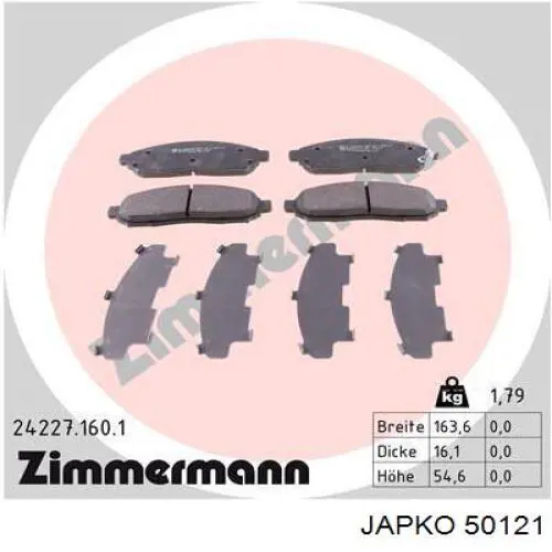 Do koszyka 50121 Japko Klocki hamulcowe przednie tarczowe
