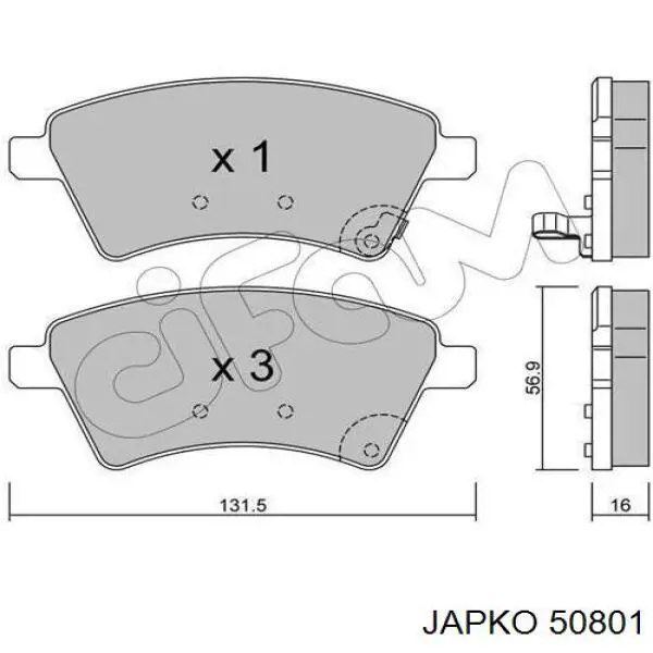 Do koszyka 50801 Japko Klocki hamulcowe przednie tarczowe
