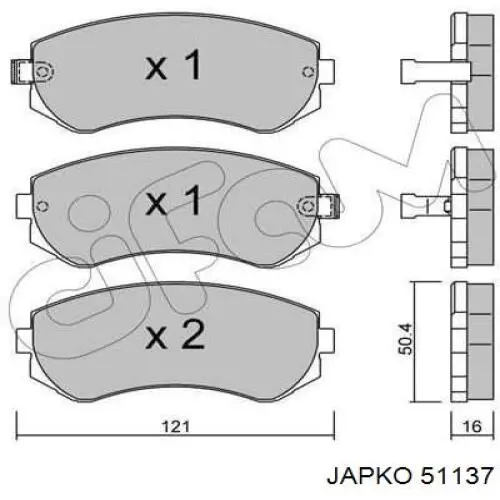 Klocki hamulcowe przednie tarczowe Japko 51137 cena, od 25,20 USD