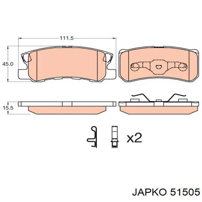 Okładziny (klocki) do hamulców tarczowych tylne Japko 51505 cena, od 20,42 USD