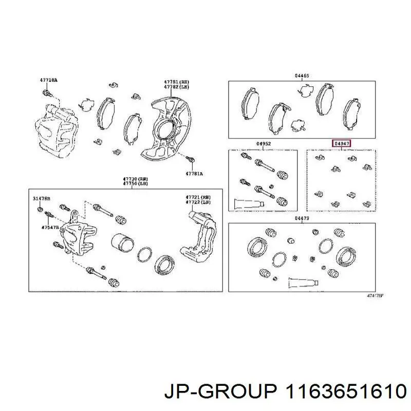 Zestaw sprężynek do mocowania klocków tarczowych przednich JP Group 1163651610 cena, od 8,57 USD