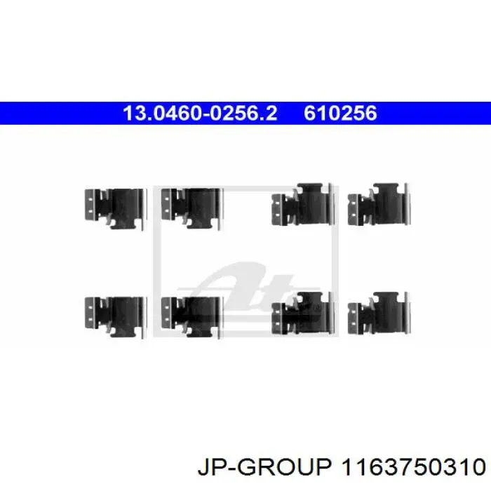 Do koszyka 1163750310 JP Group Zestaw sprężyn do mocowania tylnych klocków tarczowych