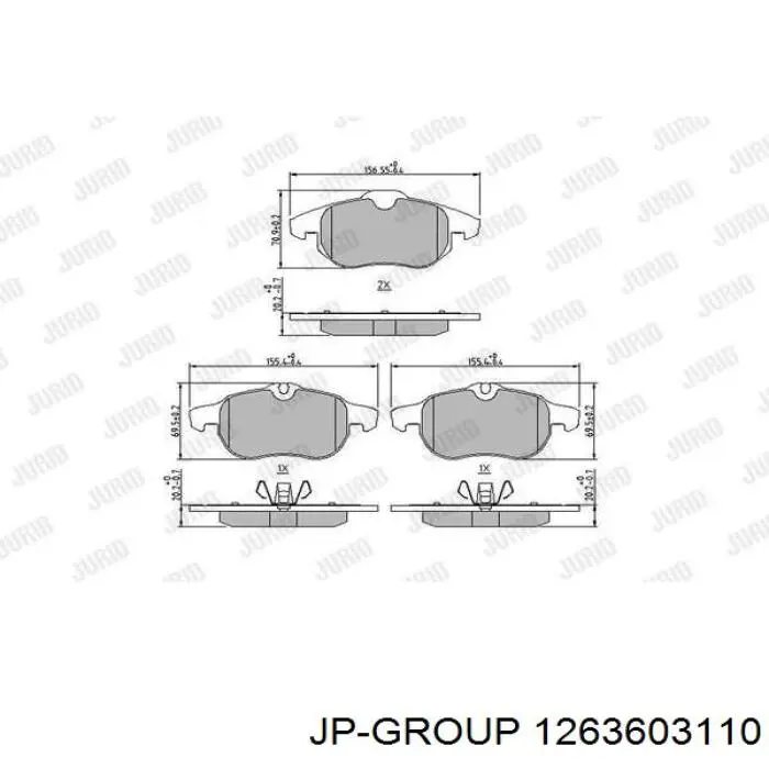 Klocki hamulcowe przednie tarczowe JP Group 1263603110 cena, od 26,33 USD
