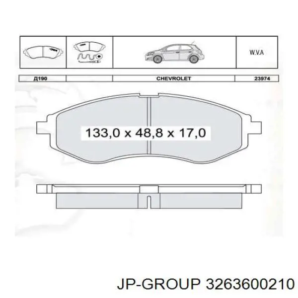 3263600210 JP Group Klocki hamulcowe przednie tarczowe