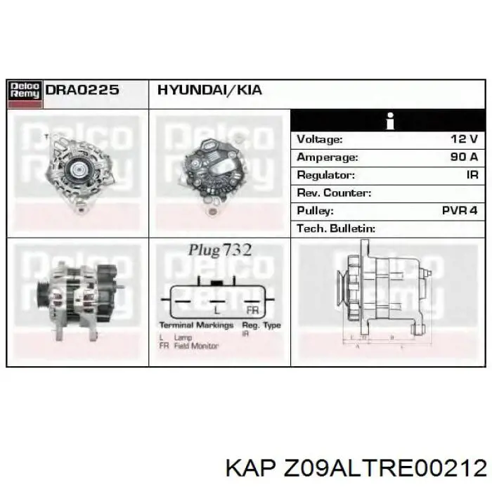 Z09ALTRE00212 KAP alternator