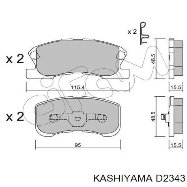 Do koszyka D2343 Kashiyama Klocki hamulcowe przednie tarczowe