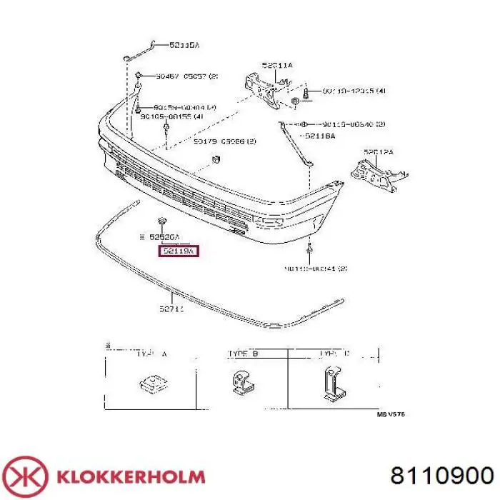 Do koszyka 521191A350 Toyota Zderzak przedni