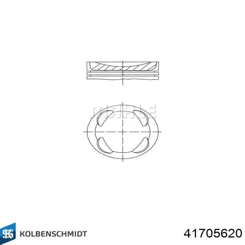 41705620 Kolbenschmidt Tłok, komplet na 1 cylinder, 2. naprawa (+0,50)