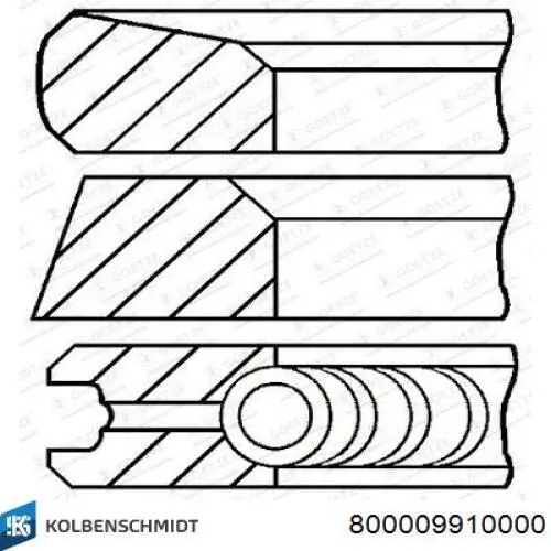 800009910000 Kolbenschmidt pierścienie tłokowe na 1 cylinder, std.