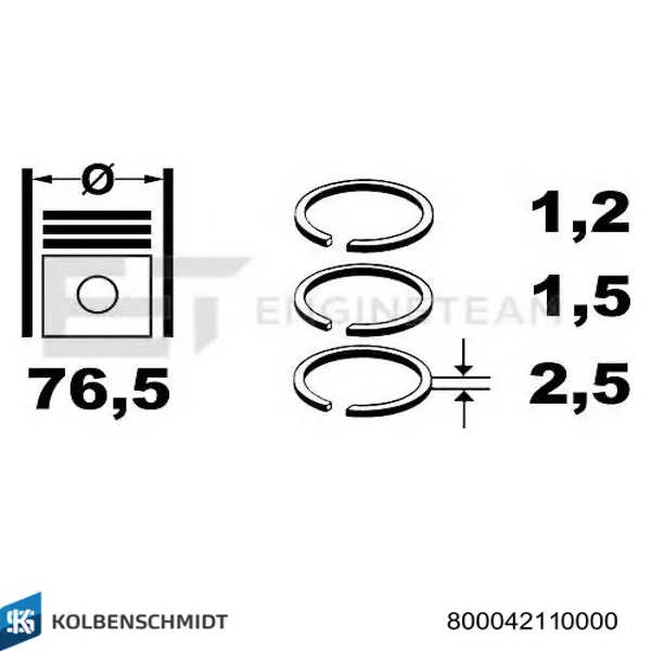Do koszyka 800042110000 Kolbenschmidt Pierścienie tłokowe na 1 cylinder, STD.