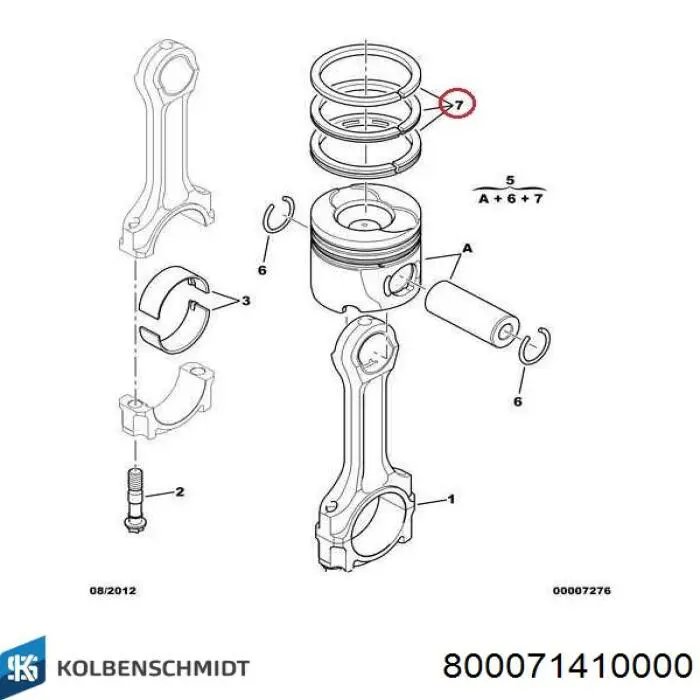 Do koszyka 800071410000 Kolbenschmidt Pierścienie tłokowe na 1 cylinder, STD.