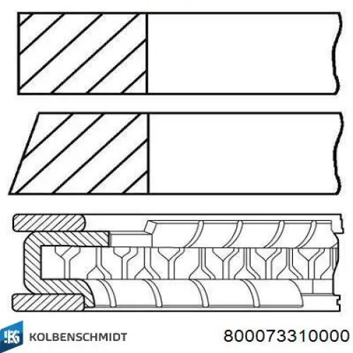 800073310000 Kolbenschmidt Pierścienie tłokowe na 1 cylinder, STD.