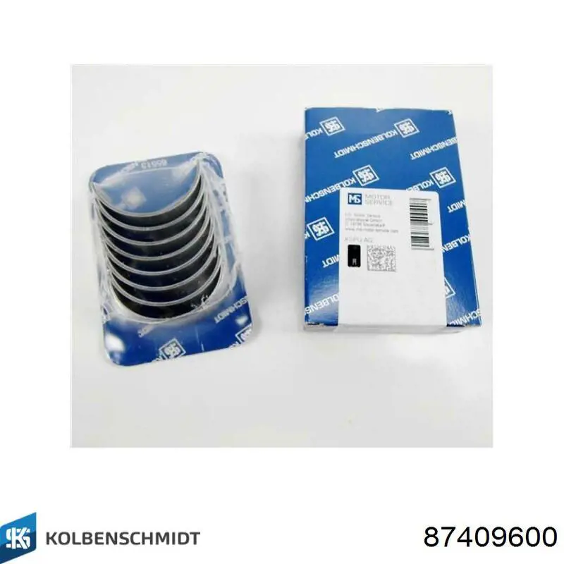 87409600 Kolbenschmidt Panewki korbowodowe wału korbowego, zestaw, standardowe (STD)