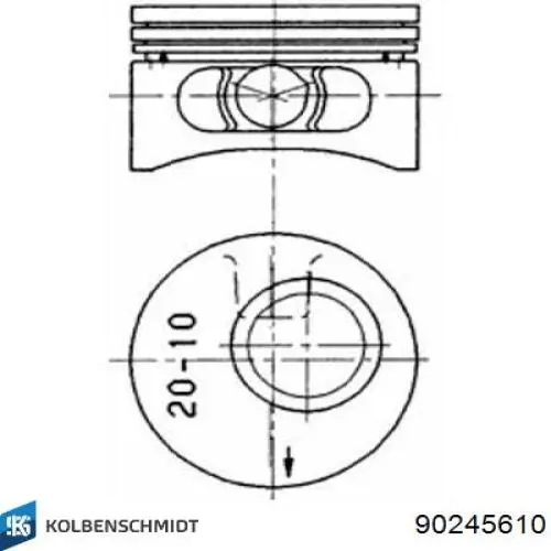 Tłok, komplet na 1 cylinder, 2. naprawa (+0,50) Kolbenschmidt 90245610 cena, od 38,96 USD