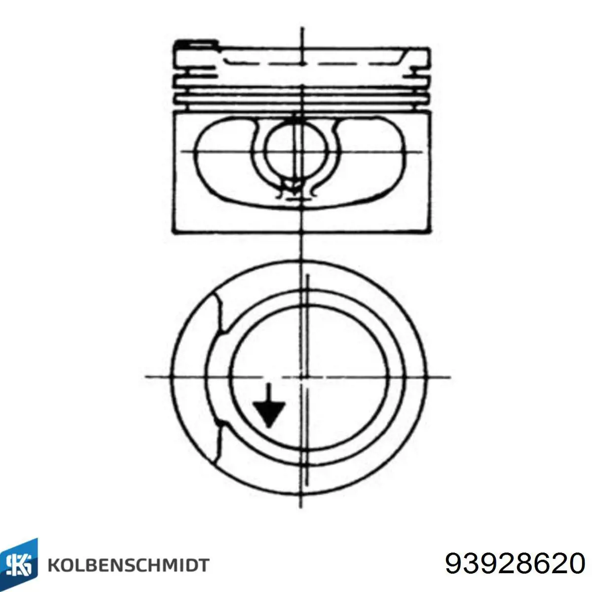 Tłok, komplet na 1 cylinder, 2. naprawa (+0,50) Kolbenschmidt 93928620 cena, od 54,16 USD
