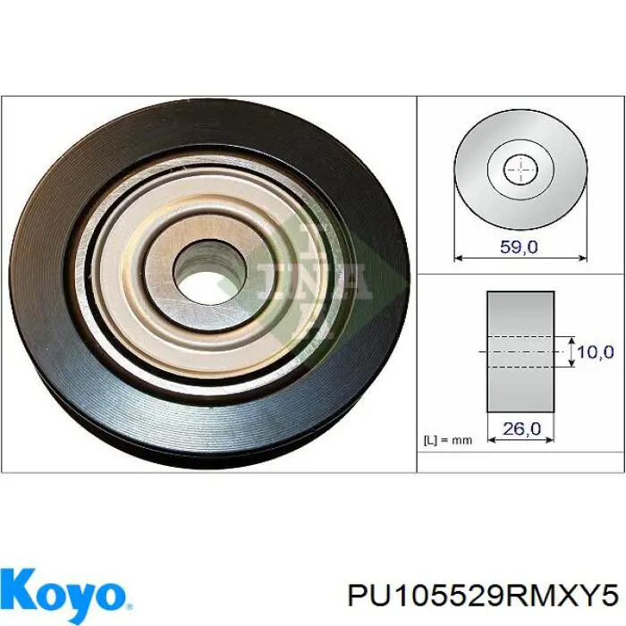 Rolka prowadząca, kierunkowa paska napędowego Koyo PU105529RMXY5 cena, od 41,82 USD