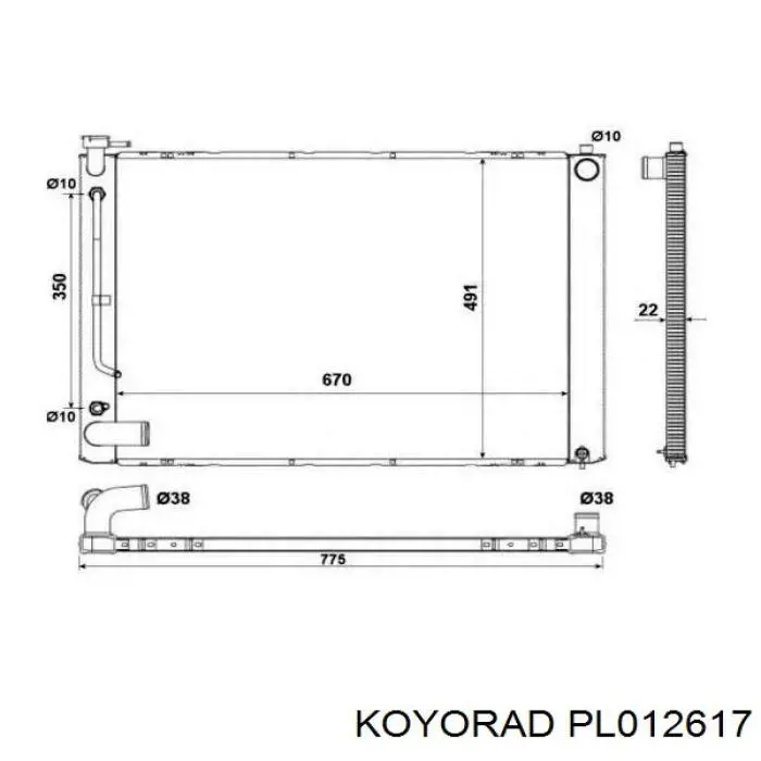 Chłodnica silnika Koyorad PL012617 cena, od 194,50 USD