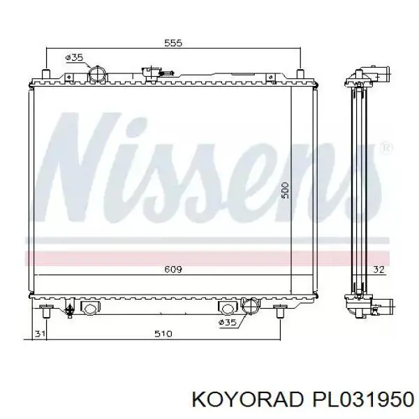 Chłodnica silnika Koyorad PL031950 cena, od 148,07 USD