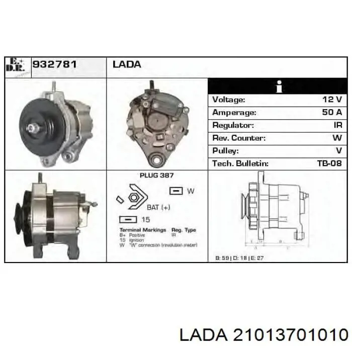21013701010 Lada Alternator