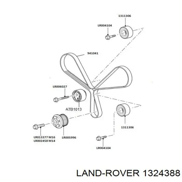 Pasek rozrządu, zestaw 1324388 Land Rover