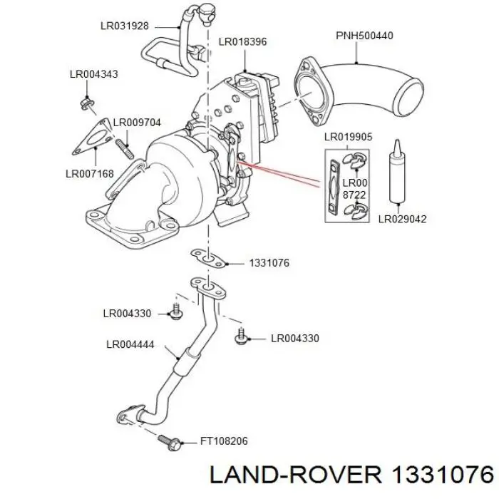 1331076 Land Rover Uszczelka przewodu spływu oleju z turbiny