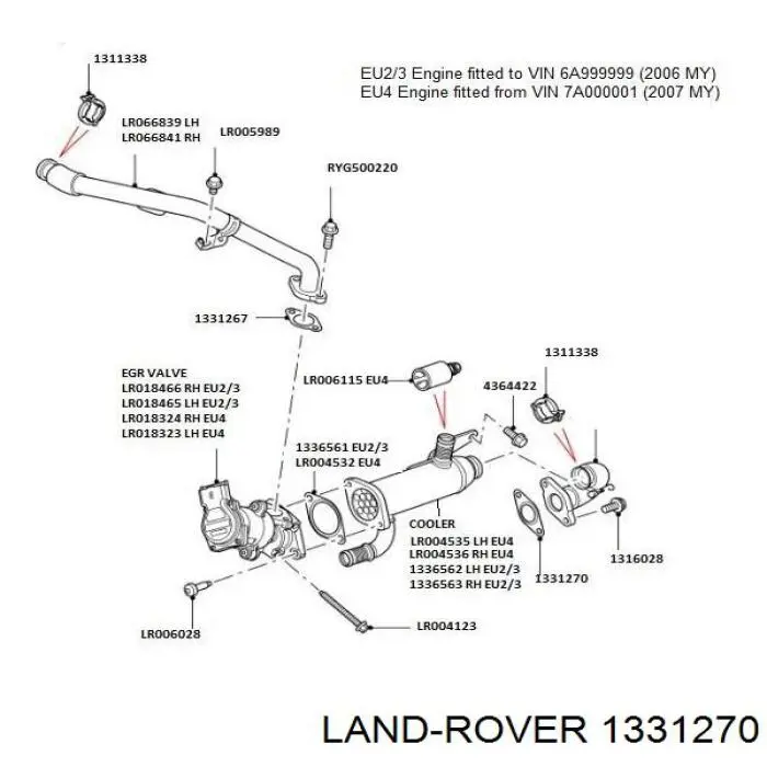 1331270 Land Rover Uszczelka zaworu recyrkulacji EGR