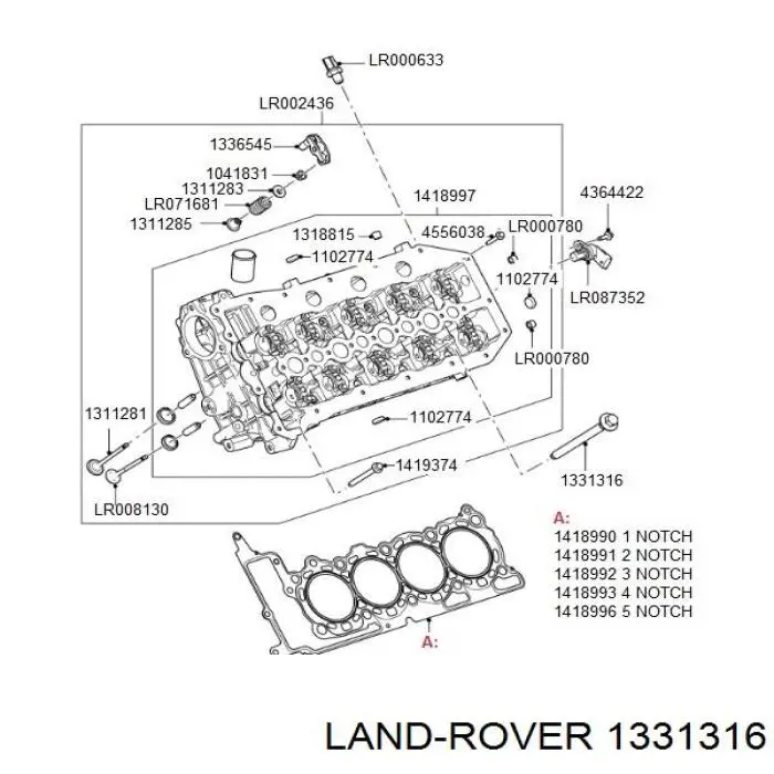 1331316 Land Rover Śruba głowicy cylindrów