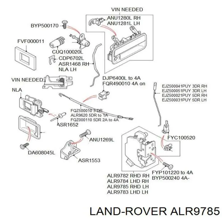 Do koszyka Zamek drzwi przednich lewych Land Rover Freelander I L314