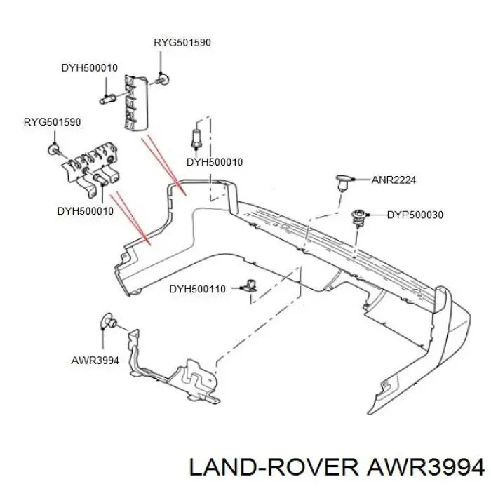 Spinka mocowania nadkola przedniego Land Rover AWR3994 cena, od 1,13 USD