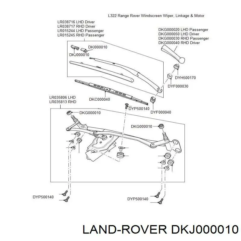 Zatrzask szczotki wycieraczki szyby Land Rover DKJ000010 cena, od 2,97 USD