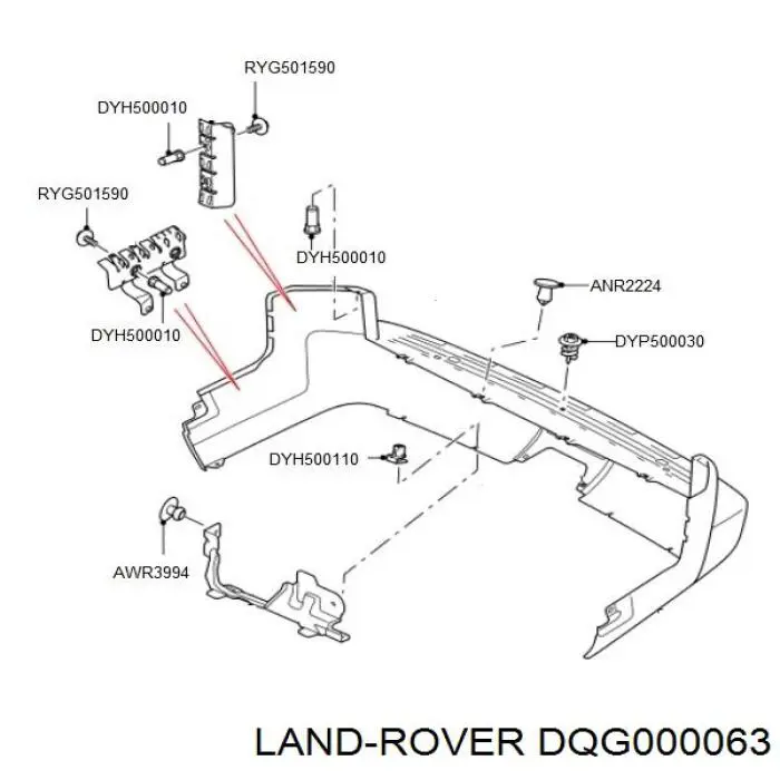Wspornik zderzaka tylnego prawy Land Rover DQG000063 cena, od 16,20 USD