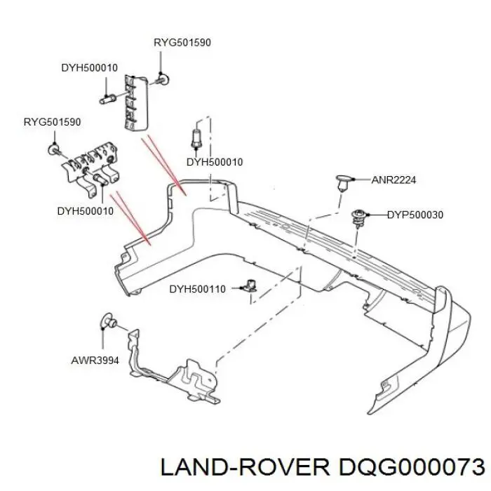 DQG000073 Land Rover Wspornik zderzaka tylnego lewy