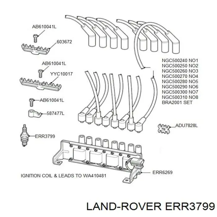 Świeca zapłonowa ERR3799 Land Rover