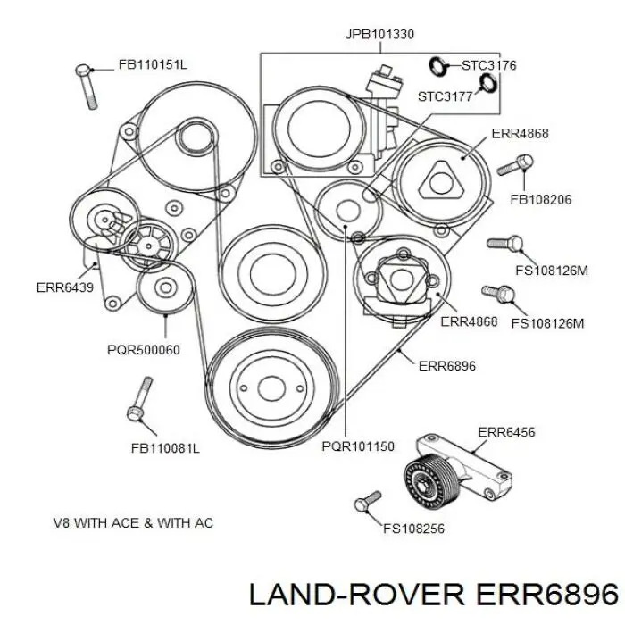 Pas napędowy mechanizmów Land Rover ERR6896 cena, od 34,39 USD