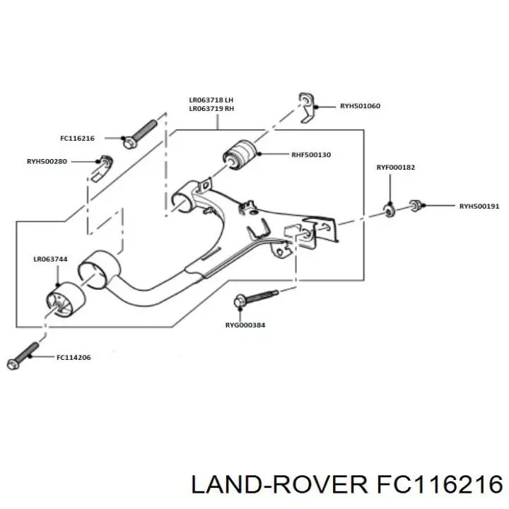 Śruba regulacji tylnego wahacza (dla zbieżności), wewnętrzny Land Rover FC116216 cena, od 21,18 USD